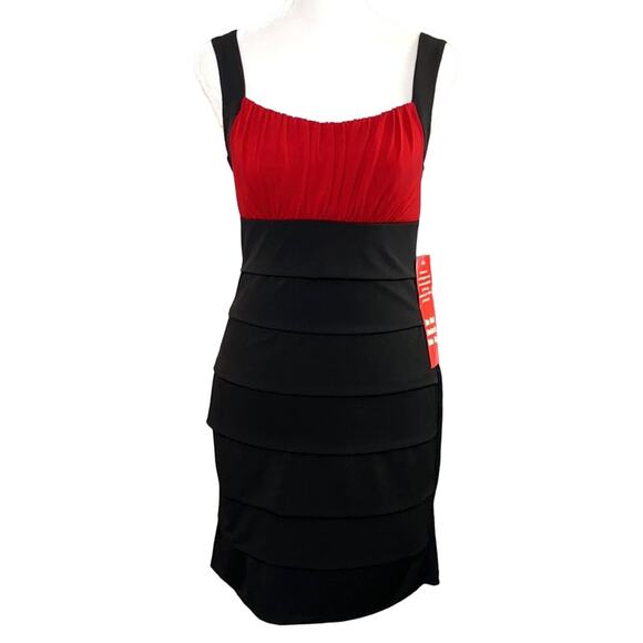 Sweet Storm Dresses & Skirts - Sweet Storm Size S Black Red Ruched Sleeveless Bodycon Dress NWT Mini Party Y2K